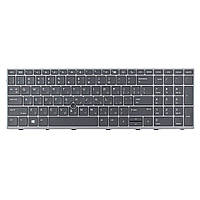 Клавиатура для HP Elitebook 850 G5 G6 755 G5, ZBook 15u G5 G6, US/RU/UA, (черная, серая рамка, трекпоинт)