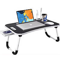 Складной стол-подставка для ноутбука и планшета 60 см, Черный/ Многофункциональный столик