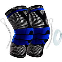 Наколенник эластичный Бандаж компрессионный Knee Support фиксатор коленного сустава синий