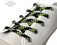 Шнурки для обуви Круглые Шахмата Тип-3.5 черный+зеленый 5 мм, 100 см