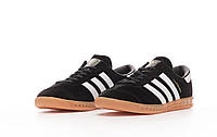 Черно-белые кроссовки мужские Adidas Hamburg. Модные мужские кроссы Адидас Гамбург.