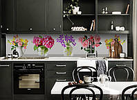 Наклейка на скинали Zatarga на кухню «Яркие Цветы» 600х2500 мм виниловая 3Д наклейка кухонный MY, код: 5867389