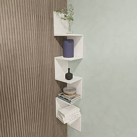 Полиця навісна кутова книжкова відкрита з ДСП Полиця для книг та декору настінна змійка на 5 відділень