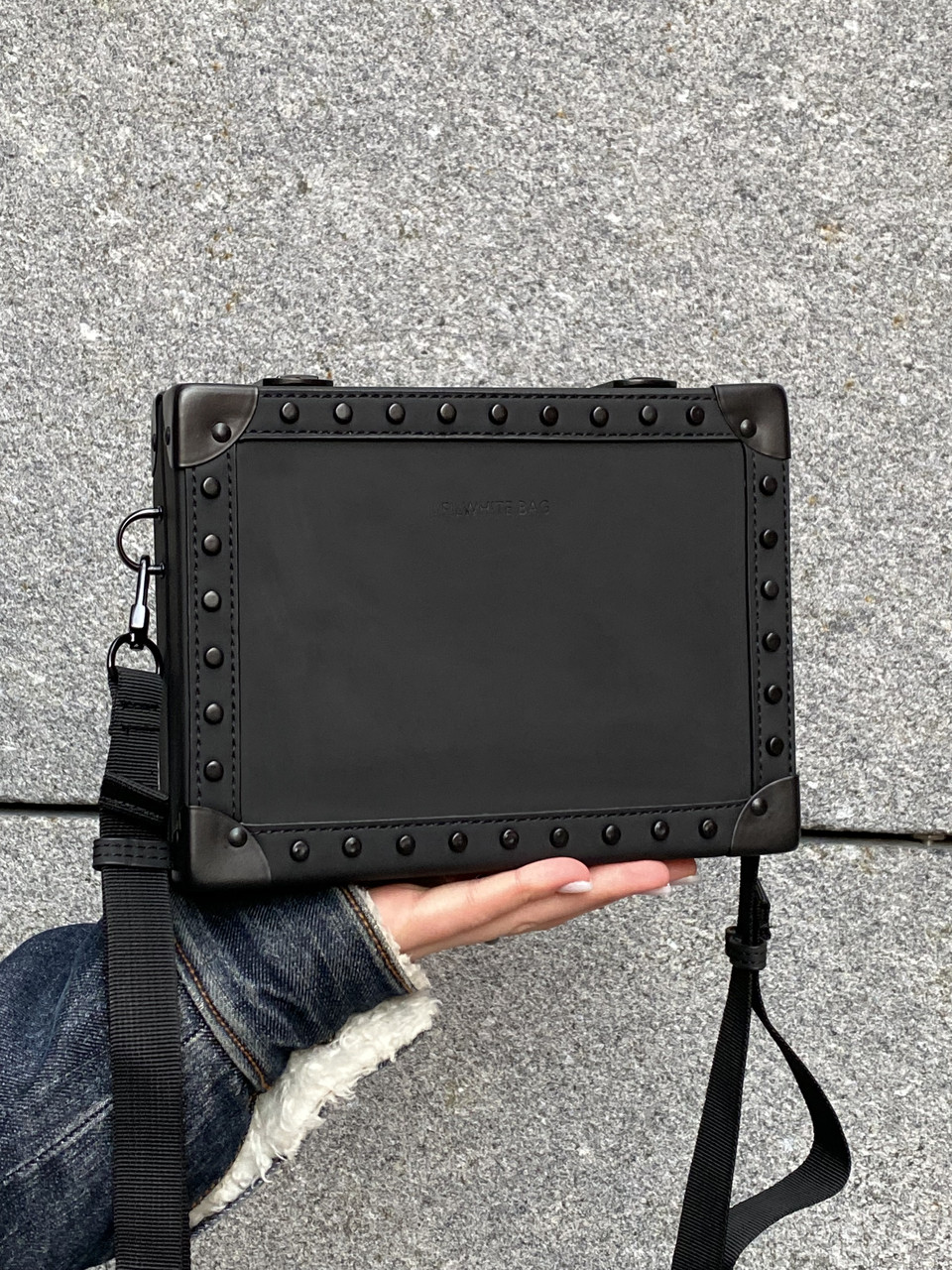 Сумка прямокутна 1020 крос-боді тренд через плече чорна, фото 1