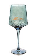 Бокал для вина из цветного стекла  Кристалл морская волна 500 мл