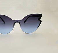 Солнцезащитные очки женские синие, безободковые, стильные, имиджевые очки фигурные с градиентом