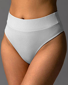 Трусики жіночі бразиліан з високою посадкою рубчик Білий