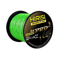 Шнур рыболовный плетеный HIRISI 4Х 300 м 0.16 мм 9 кг, ярко-зеленый
