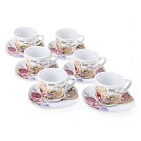 Набір кавових чашок із блюдцями Lora Білий 72-041 120ml MP, код: 7242626