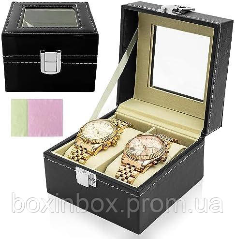 Коробка для годинника Zetiling маленька, 2 слоти, чорні коробки для зберігання, годинник, шкіряний органайзер для чоловіків, жінок
