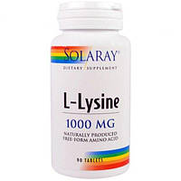 Лизин Solaray L-Lysine 1000 mg 90 Tabs SOR-04860 UN, код: 7519041