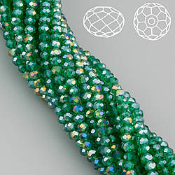 Намистини Swarovski огранювання рондель 3х2,5 мм Ø 0,8 мм 38 см (+-160 шт.) Нефритовий АВ прозорий