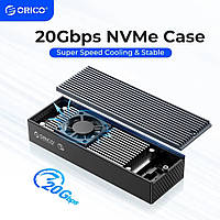 Зовнішній адаптер ORICO 20Gbps Cooling Fan M.2 NVMe SSD to USB 3.2 Gray (зовнішня кишеня)