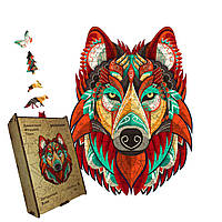 Деревянный пазл Загадочный волк 19х14см 35 деталей деревянная коробка