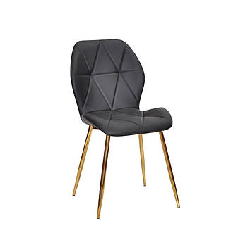 Серый стильный стул на металлических черных ножках в эко-коже Alex Metal BK в гостиную, кухню, кафе