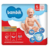 Подгузники детские одноразовые Bambik Medium размер 5 JUNIOR 11-25 кг 32 шт