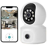 Двойная камера видеонаблюдения Wi-Fi, V380 / Поворотная камера / Видеоняня / Камера видеонаблюдения для дома