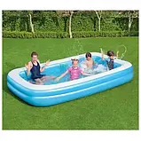 Басейн надувний сімейний прямокутний (розміром 305-183-46см, об'єм: 1050л) Bestway 54150, фото 3