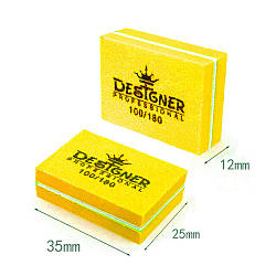 Баф прямокутний міні Designer Professional, 3.5 см, 100/180, Жовтий