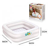 Басейн надувний дитячий квадратний (розміром 86х86х25см, об'єм: 57л) Bestway 51116, фото 7