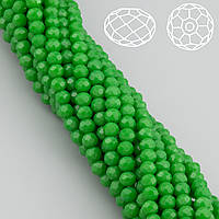 Бусины Swarovski огранка рондель, размер 4х3,5мм, 42см (+-120шт.), цвет Зеленый непрозрачный