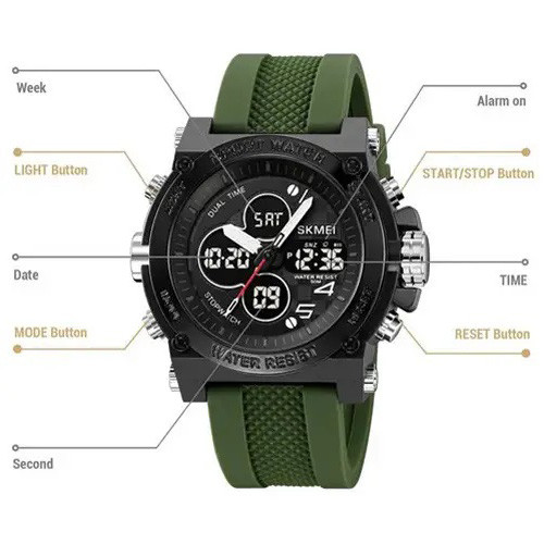 Часы наручные мужские SKMEI 2065AG, водонепроницаемые мужские часы, мужские спортивные - фото 3 - id-p2166645795