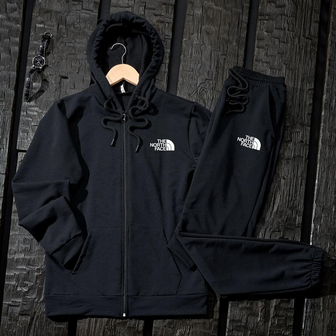 Спортивний костюм чоловічий кепка The North Face весняний осінній зіппер штани норт фейс чорний