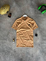 Мужская футболка поло TNF с воротником на пуговицах бежевая бирки Брендовая футболка норд фейс качественная