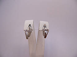 Золоті жіночі сережки з діамантами, вага 2,61 г Біле золото