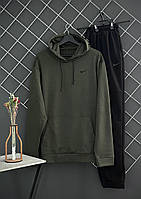 Мужской демисезонный спортивный костюм с худи Nike цвета хаки / костюм на весну, осень Найк XL
