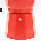 Гейзерна кавоварка на 450 мл, 9 чашок, для газових плит, DT-2709, Червона / Кавоварка з термостійкою ручкою, фото 6