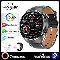 KAVSUMI Умные часы GT4 Pro NFC, Black Leather