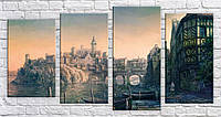 Модульная картина на холсте из 4-х частей "Город живопись"