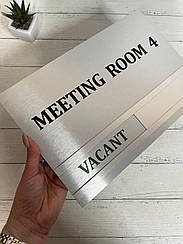 Металева табличка з бігунком / повзунком  на двері срібло вільно/зайнято 20 х 29 см