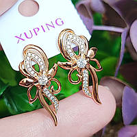 Сережки Xuping довжина 2.7см ширина 1.4см медичне золото позолота 18К с960