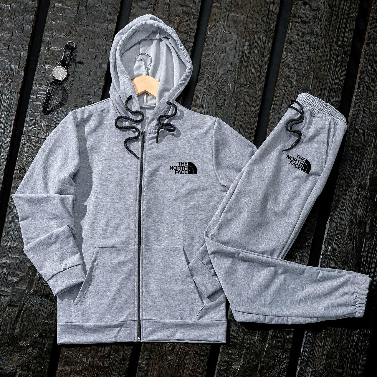 Спортивний костюм чоловічий кепка The North Face весняний осінній зіппер штани норт фейс сірий