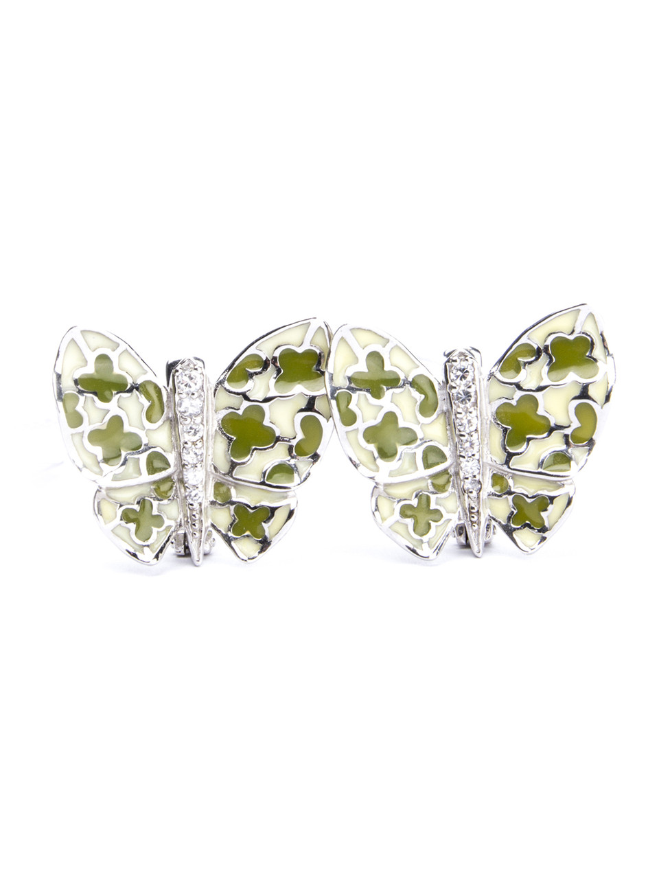 Сережки срібні з ювелірною емаллю "Метелики" SE950-зл