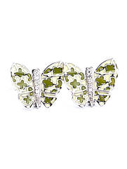 Сережки срібні з ювелірною емаллю "Метелики" SE950-зл