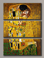 Модульная картина на холсте из 3-х частей "Густав Климт - Поцелуй"