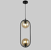 Подвесной светильник с двумя кофейными шарами 15 см Lightled 916-38-2 BK+BR PZ, код: 8123289