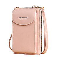 Маленькая женская сумка-кошелёк Forever с плечевым ремешком Pink