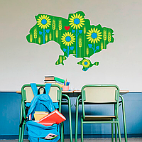 Вінілова самоклейна інтер'єрна наклейка кольорова декор на стіну (шпалери, фарбу) "Карта України" з оракалу