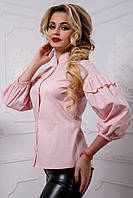 Женская блузка(блуза) с широкими рукавами три четверти. Свободная. Розовая M
