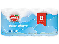 Туалетная бумага Ruta Pure White 8 рулонов 3-слойная белая