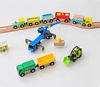 Набір поїздів і вагонів 9 шт до дерев'яної дороги Iekool, Brio, Ikea lillabo, Edwone, Playtive та інших, фото 2