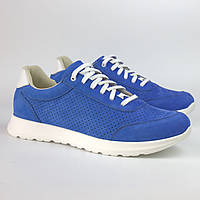Кросівки чоловічі блакитні літні замшеві з перфорацією взуття великих розмірів Ada Perf Nub Blue BS