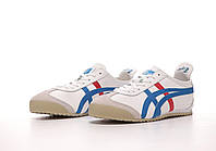 Белые с цветными вставками кроссовки мужские Asics Onitsuka Tiger Mexico 66. Модная обувь мужская Асикс.