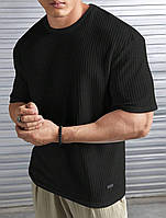 Мужская молодежная качественная футболка чорная, трикотажная-вискоза модная летняя мужская футболка