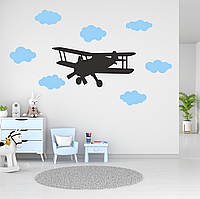 Вінілова інтер'єрна наклейка кольорова декор на стіну, шпалери та інші поверхні "Аероплан. Хмари" з Оракалу