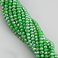 Бусины Swarovski огранка рондель, размер 4х3,5мм, 42см (+-120шт.), цвет Зеленый АВ непрозрачный
